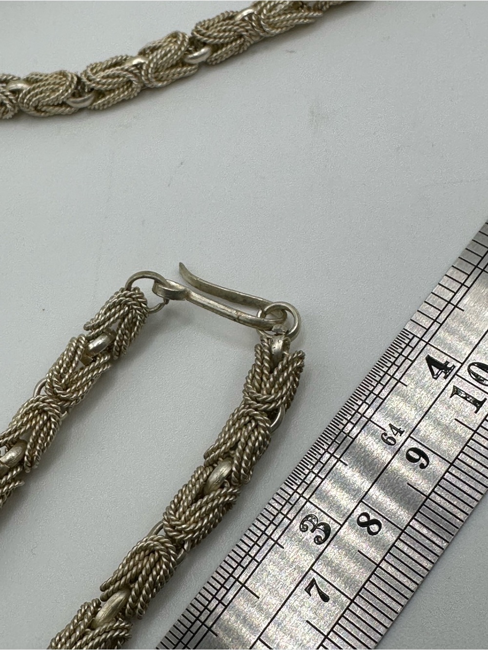Vintage Silver Tone Rope Knot Jewelry Set Necklace Bracelet Earrings Marked - Picture 9 of 12